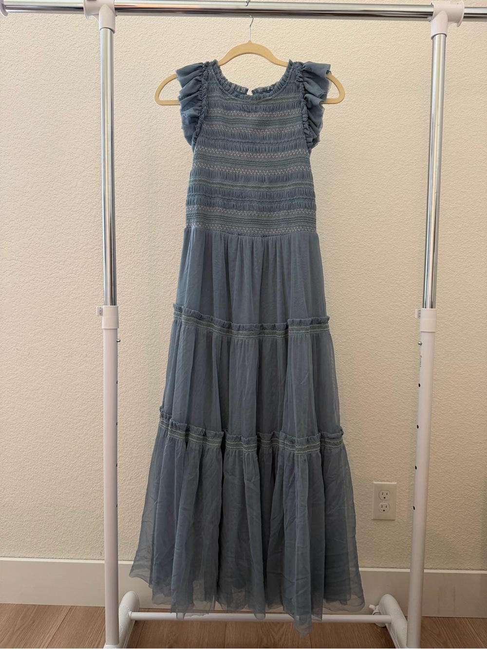 Anthropologie Smocked Ruffle Midi Dress